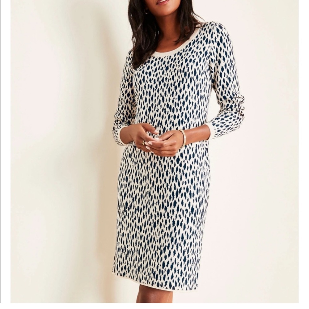 Ann Taylor Cheetah Print Scoop Neck Sweater Dress Size M, NWT